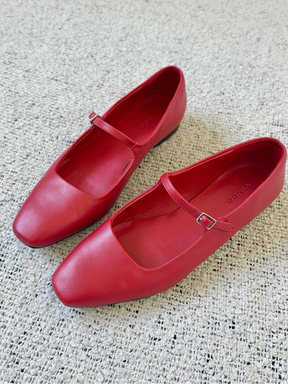 Vince Brody Mary Jane Red Leather Flats Size 8